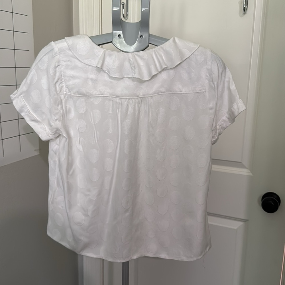Anthropologie Maeve Jojo Ruffled Button- White Size M/P - Picture 5 of 10